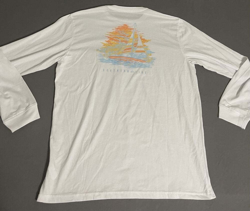 Southern Tide Long Sleeve T-Shirt Men’s Large White NWT Sailboat Graphic $48